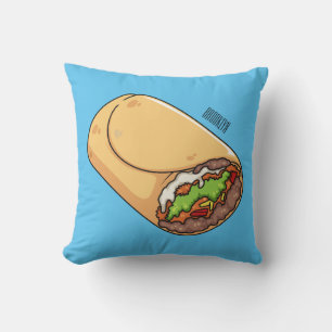Burrito cartoon illustration throw pillow