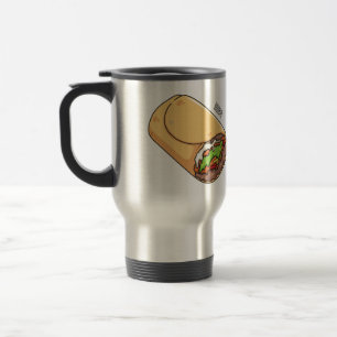 Burrito cartoon illustration travel mug