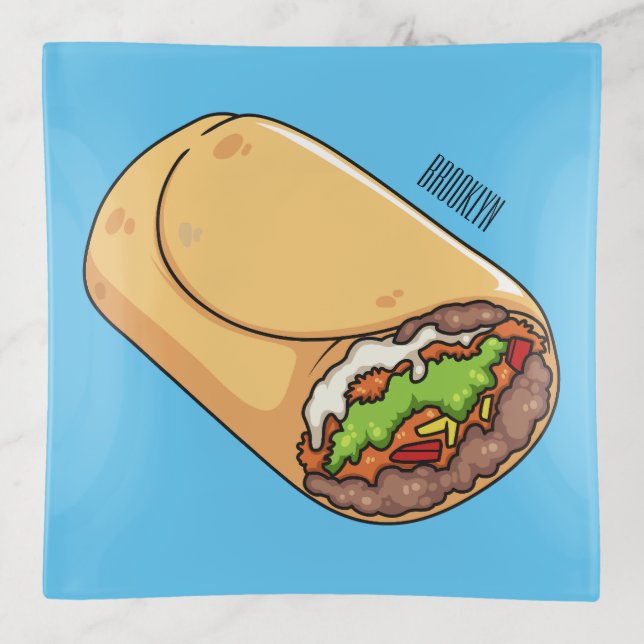 Burrito cartoon illustration trinket tray (Front)