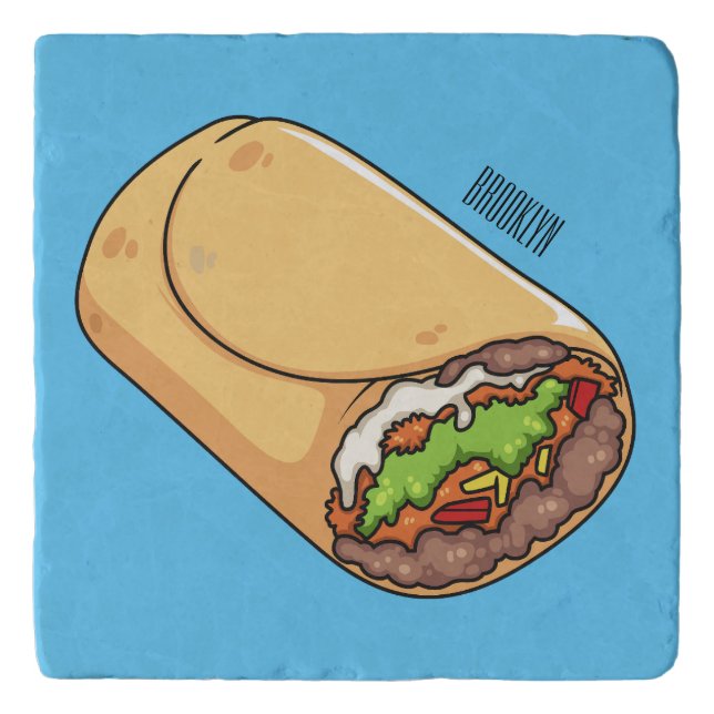 Burrito cartoon illustration  trivet (Front)