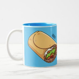 Burrito cartoon illustration Two-Tone coffee mug