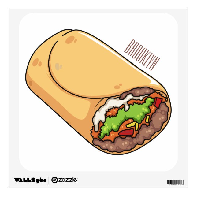 Burrito cartoon illustration wall decal (Front)