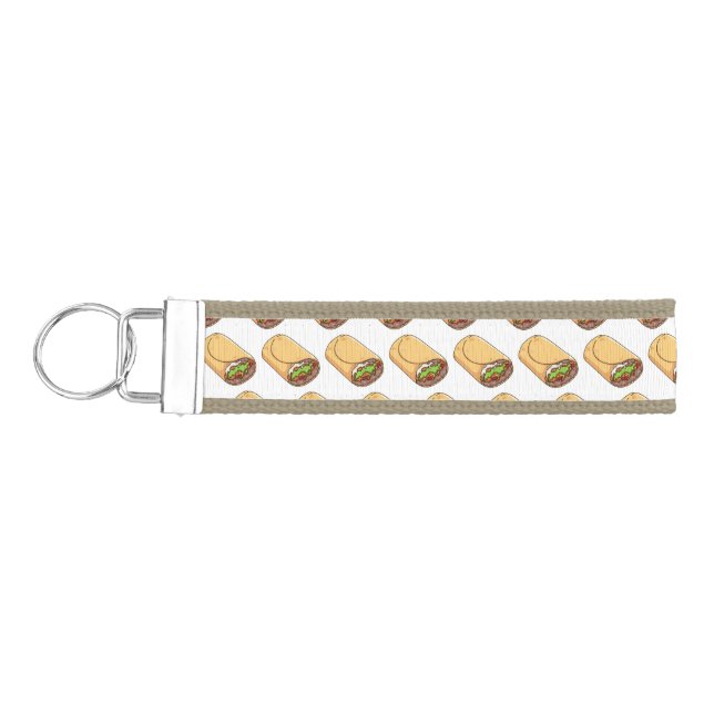 Burrito cartoon illustration wrist keychain (Keys on Left)