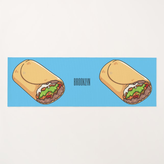 Burrito cartoon illustration  yoga mat (Front (Horizontal))