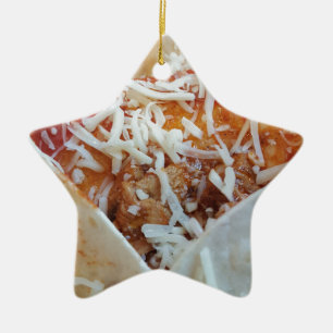 Burrito Cheese Funny Food Background Ceramic Ornament