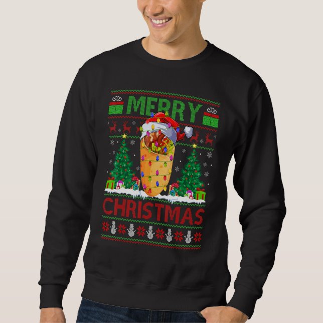 Burrito Food   Xmas Tree Ugly Santa Burrito Christ Sweatshirt (Front)