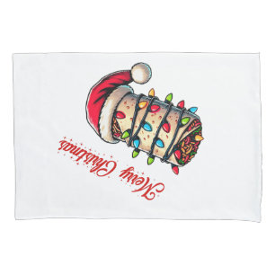 Burritos Mexican Food Christmas Hat Xmas Pillow Case