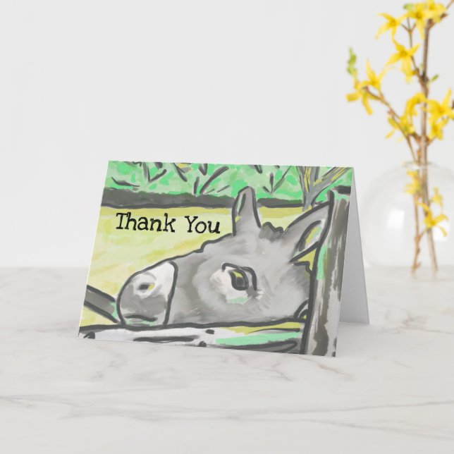 Burro Thank You Graduation Birthday Card (Yellow Flower)