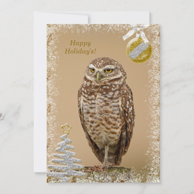 Burrowing Owl Christmas Card (Front)