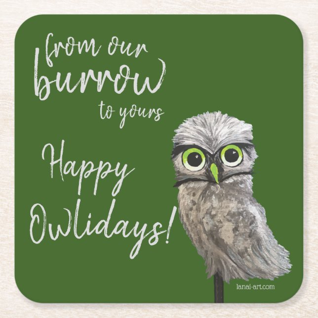 Burrowing Owl Coastal Art Cape Coral Florida Square Paper Coaster (Front)