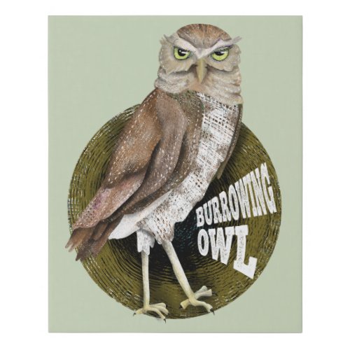 Burrowing owl faux canvas print