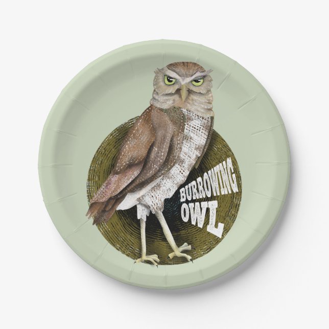 Burrowing owl paper plates (Front)