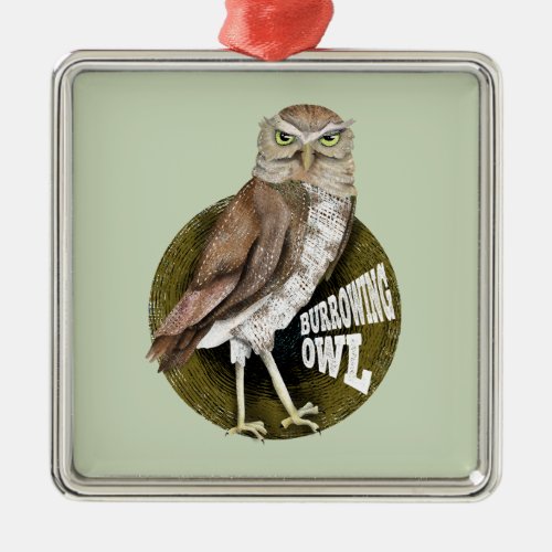 Burrowing owl shoco metal ornament