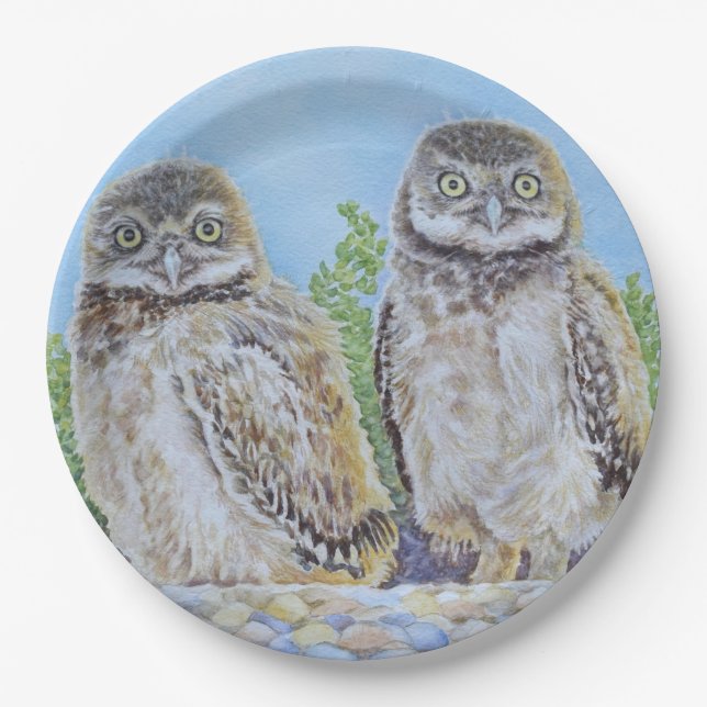 Burrowing Owlets Paper Plates (Front)