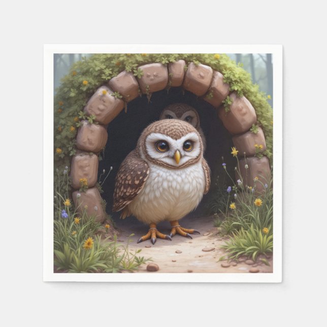 Burrowing Owls In a Cave Napkins (Front)