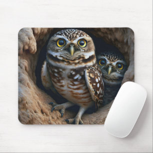 Burrowing Owls In a Dirt Hole Mouse Pad