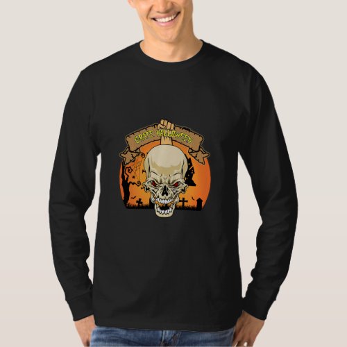 Burrs Halloween Skull Flame Ghostly Masquerade Fes T_Shirt