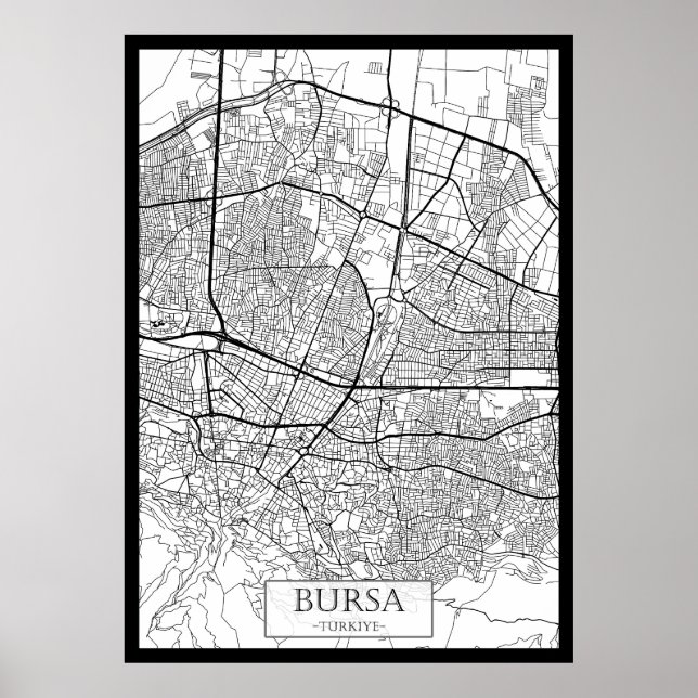Bursa Türkiye Map Poster (Front)