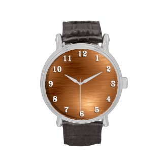 Burshed Copper Metallic Design Watch