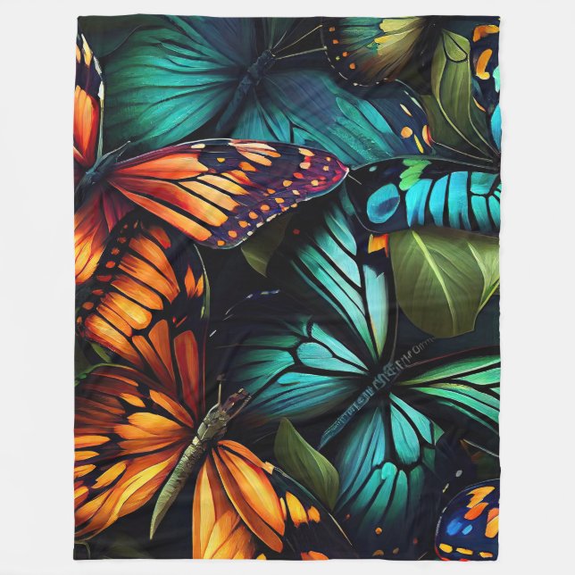  Burst–Butterflies in Motion Fleece Blanket (Front)