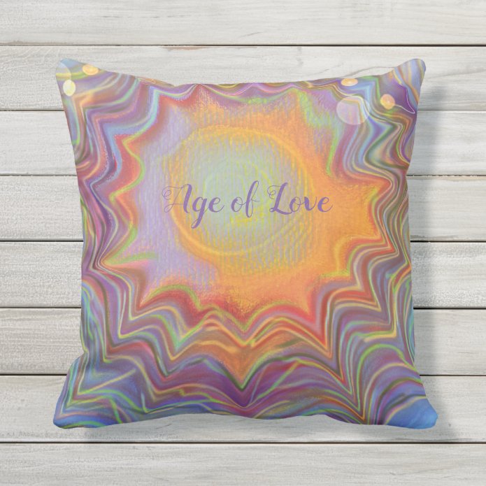 Burst of Blended Color, Custom Age of Love Outdoor Pillow
