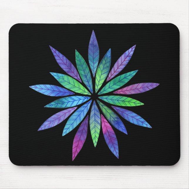Burst of Blue-Green Leaves Mouse Pad (Front)