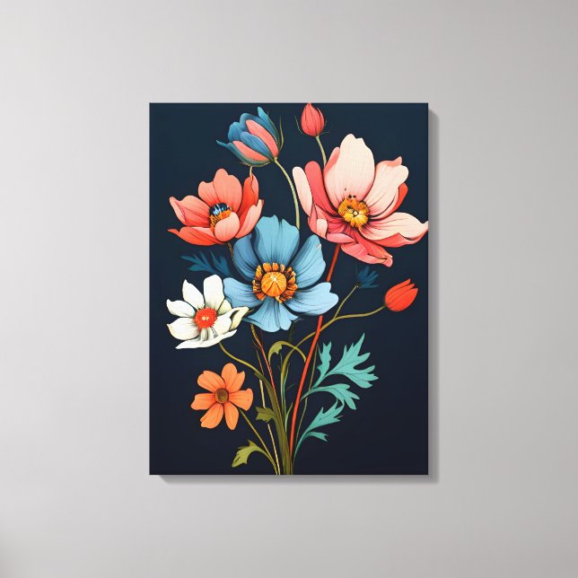 Burst of Color: Abstract Flowers Canvas Print (Front)