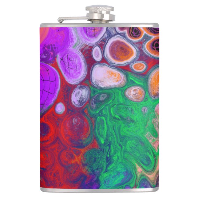 Burst of Colors Digital Fluid Art   Flask (Front)