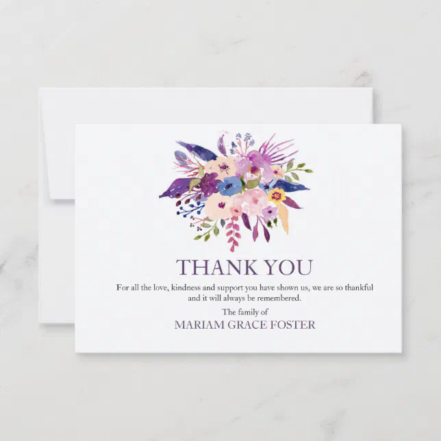 Burst of Flowers Bereavement Thank You Card | Zazzle