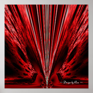 Burst - Red n White Fractal Poster