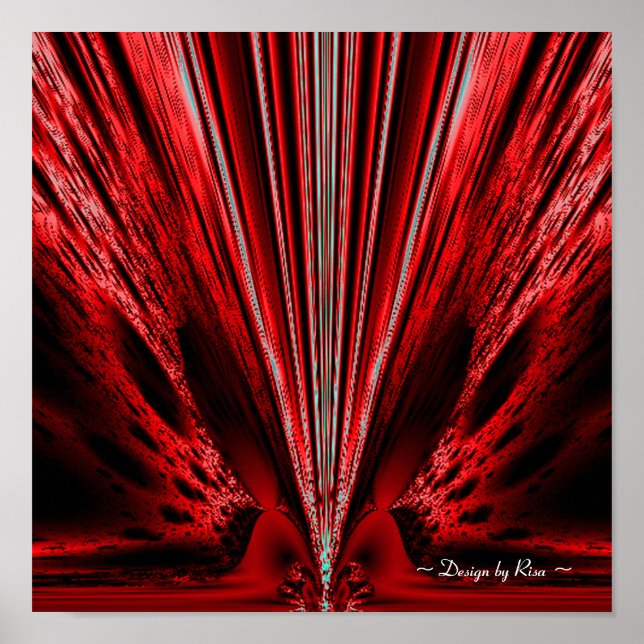 Burst - Red n White Fractal Poster (Front)