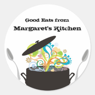 Bursting aromas cooking pot food gift tag sticker