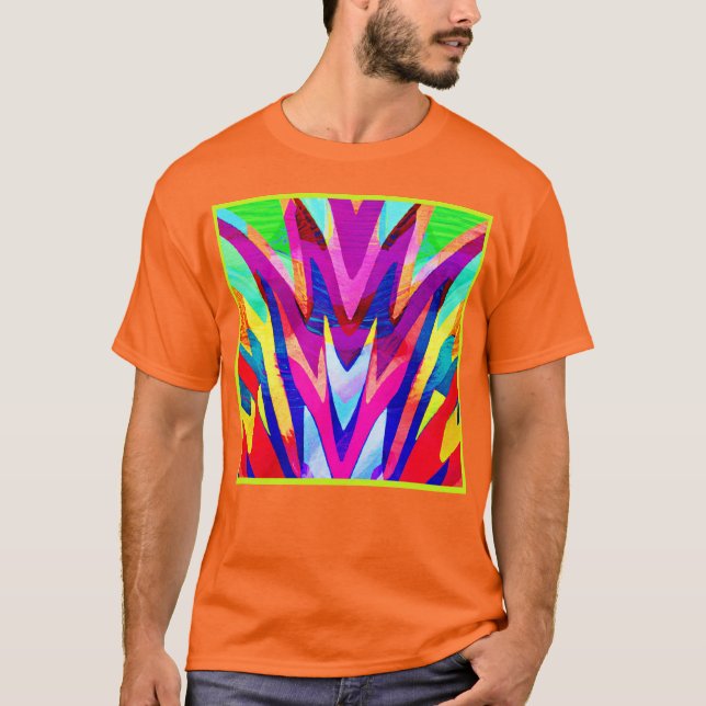 Bursting Color Abstraction Pattern T-Shirt (Front)