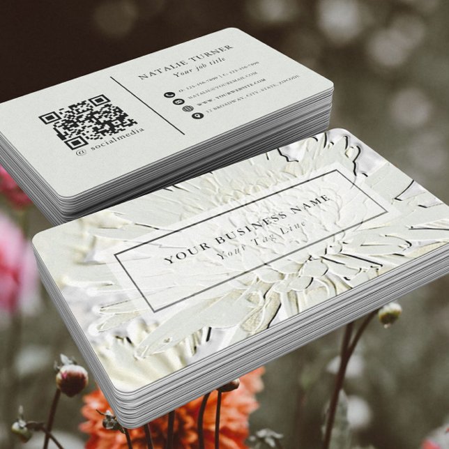 ©Bursting Joy/ Embossed-Like Floral Design Business Card (Creator Uploaded)