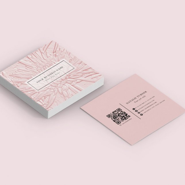 ©Bursting Joy/ Embossed-Like Floral Design Square Business Card (Creator Uploaded)