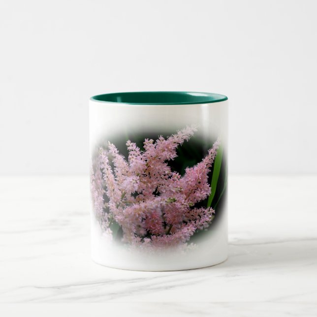 Bursting Pink Flower Personalized Two-Tone Coffee Mug (Center)