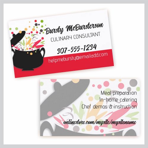 retro cooking pot bursting flavor 2 business card