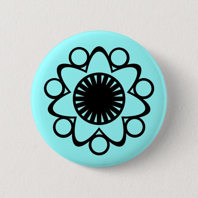 Bursting with Life Flower Button, Black Pinback Button (Front)