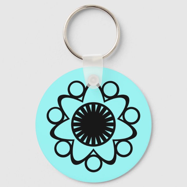 Bursting with Life Flower Keychain, Black Keychain (Front)