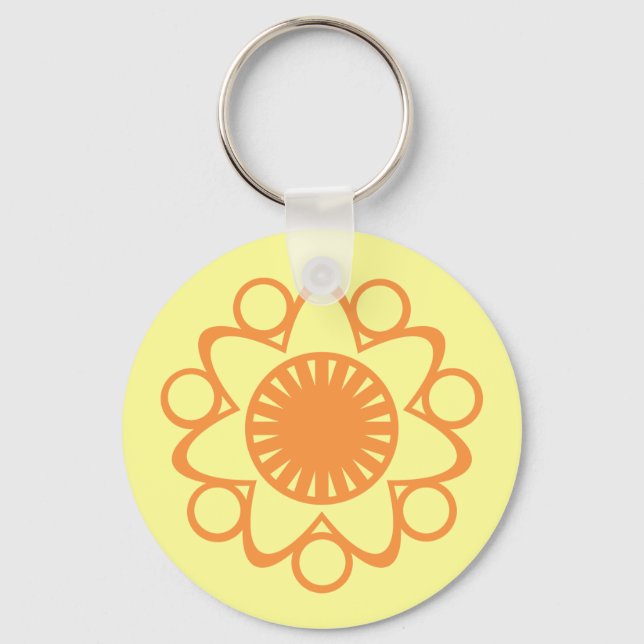 Bursting with Life Flower Keychain, Orange Keychain (Front)