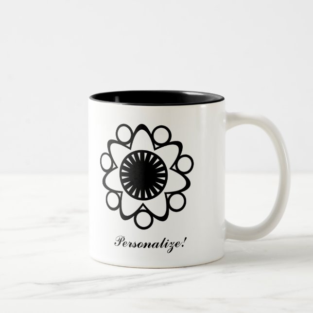 Bursting with Life Flower Mug, Black Two-Tone Coffee Mug (Right)