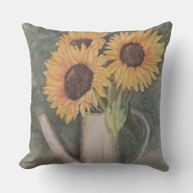 BURSTING YELLOW SUNFLOWERS PATIO OUTDOOR PILLOW (Front)