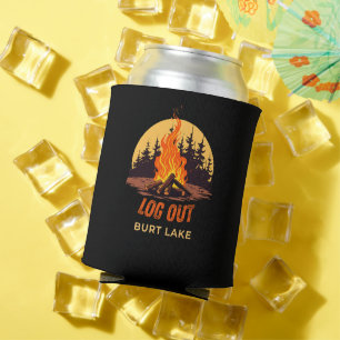 Burt Lake Michigan Campfire Can Cooler