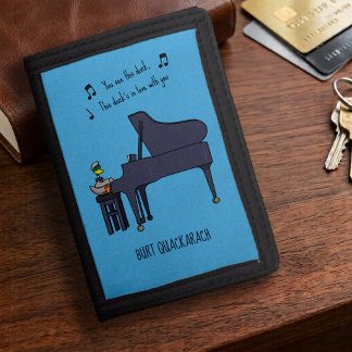 Burt Quackarach Duck Funny Piano Player Artwork Tri-fold Wallet