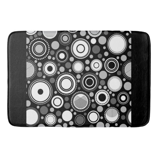 Burton Family Collection Black Grey White   Bath Mat (Front)