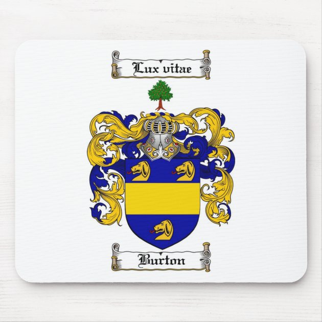 BURTON FAMILY CREST BURTON COAT OF ARMS MOUSE PAD Zazzle