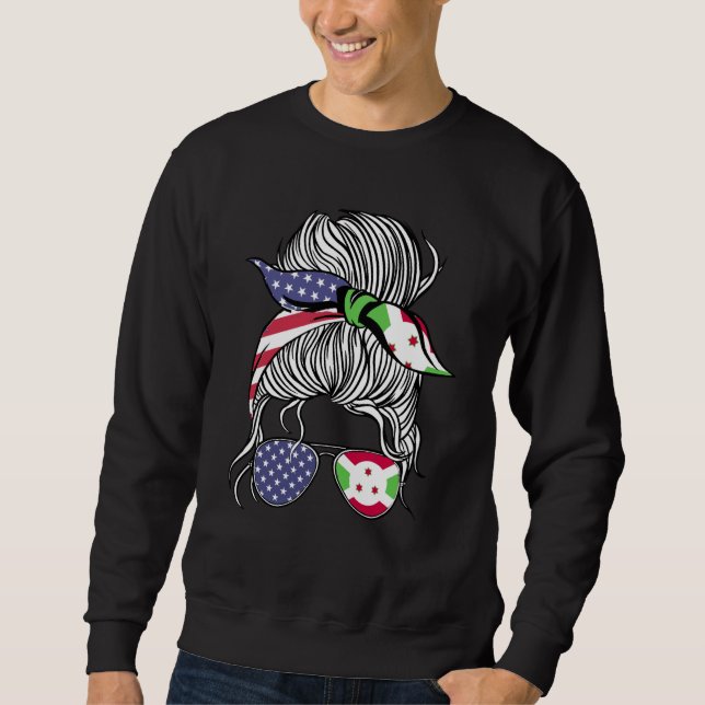 Burundi American Patriot Grown Proud Women Girl Fl Sweatshirt (Front)
