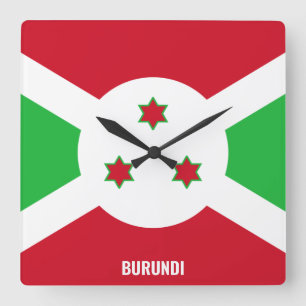 Burundi Flag Dazzling Patriotic Square Wall Clock
