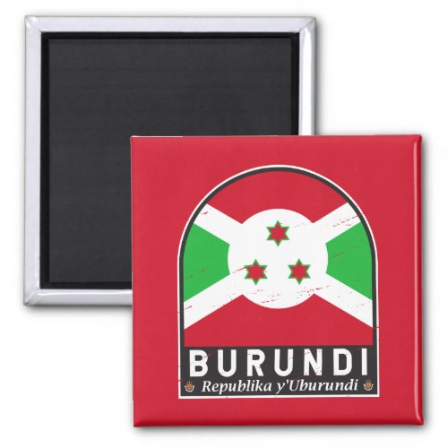 Burundi Flag Emblem Distressed Vintage Magnet