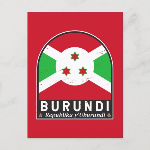 Burundi Flag Emblem Distressed Vintage Postcard